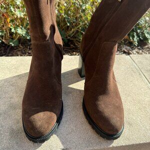 La Canadienne Peppa Waterproof Bootie 8.5 Suede in Walnut Oiled Suede